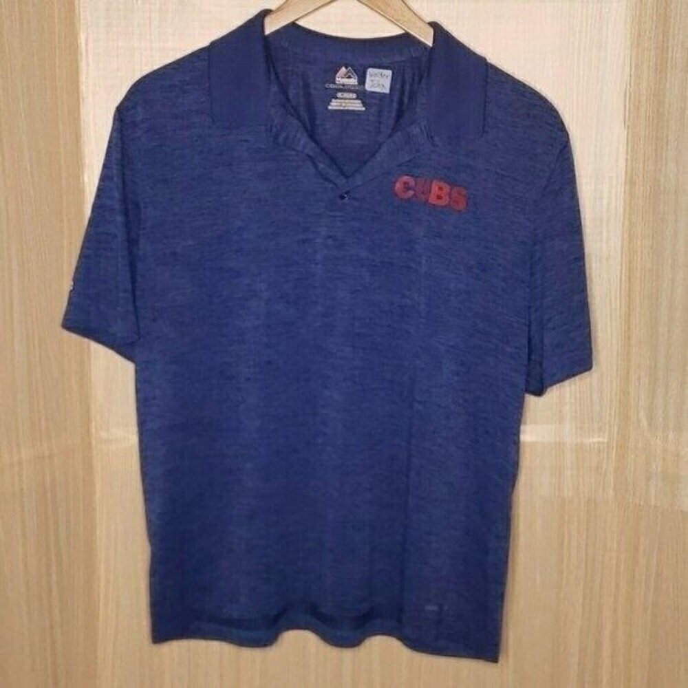 Majestic Mens MLB Chicago Cubs Blue Short Sleeve Polo XL